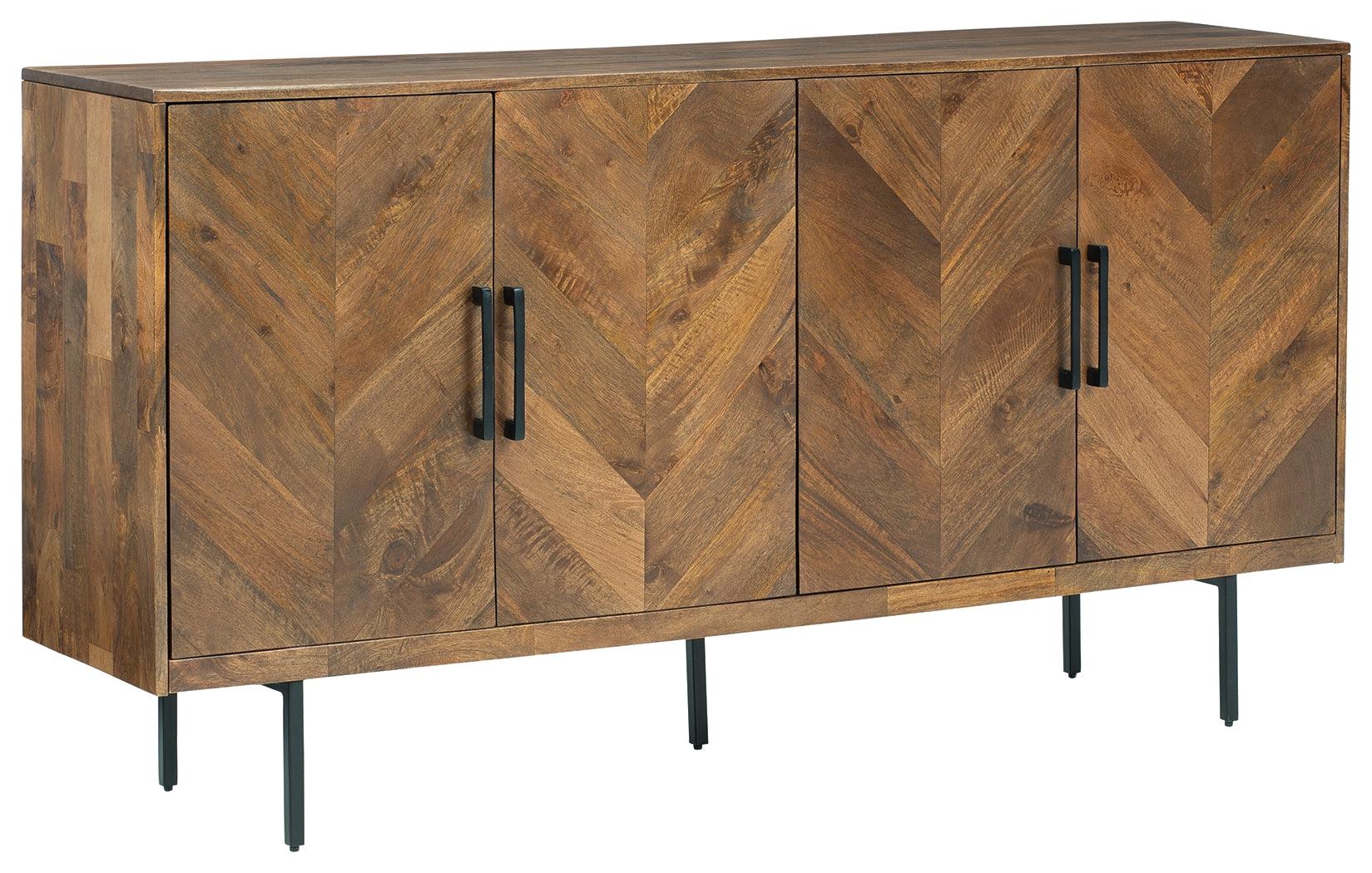 Prattville accent cabinet angled side view closed