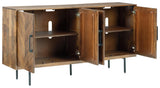 Prattville accent cabinet front angled view with doors open