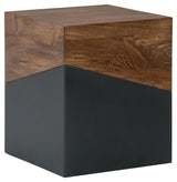 Trailbend accent table top view showing wood finish