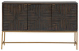 Elinmore Accent Cabinet side profile highlighting gold accents