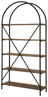 Close-up of Galtbury bookcase metal frame and wooden shelves finish