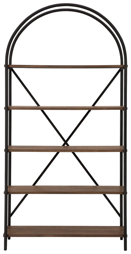 Backside view of Galtbury brown and black bookcase