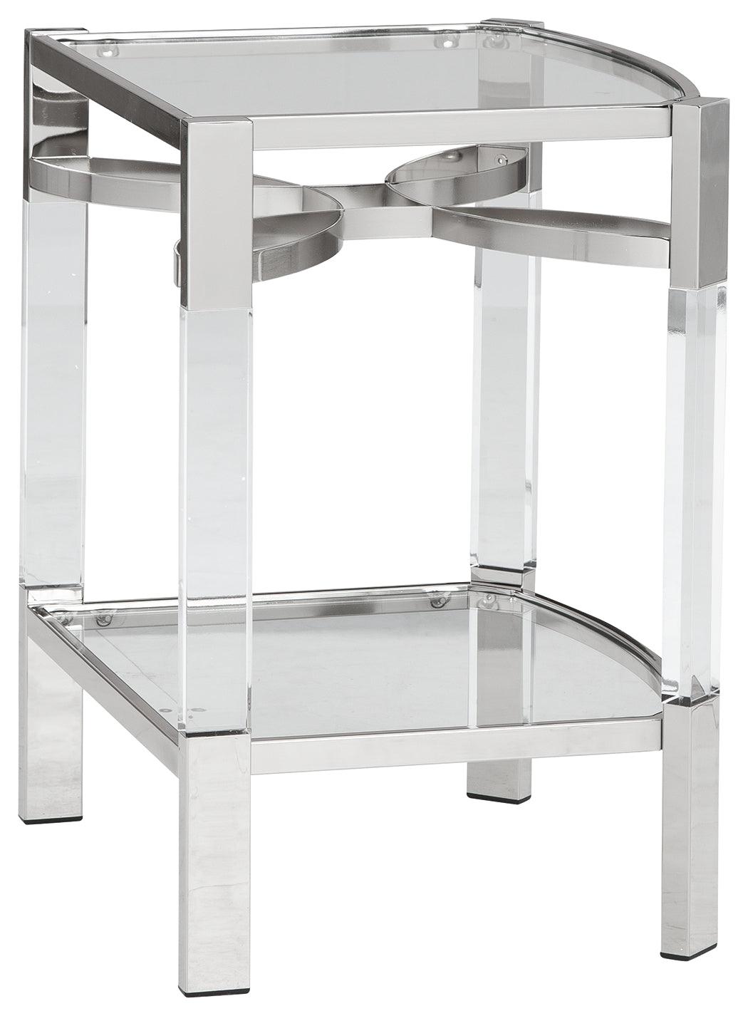 Chaseton Accent Table side angle highlighting chrome metal legs