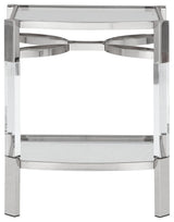 Chaseton Accent Table head-on angle showing drawer and glass surfaces
