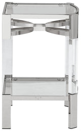 Chaseton Accent Table side view displaying open glass shelf