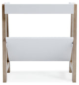 Blariden white and tan small bookcase back view