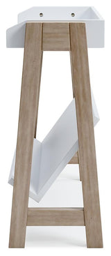 Blariden white and tan small bookcase alternate side angle