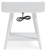 Blariden White Accent Table back view