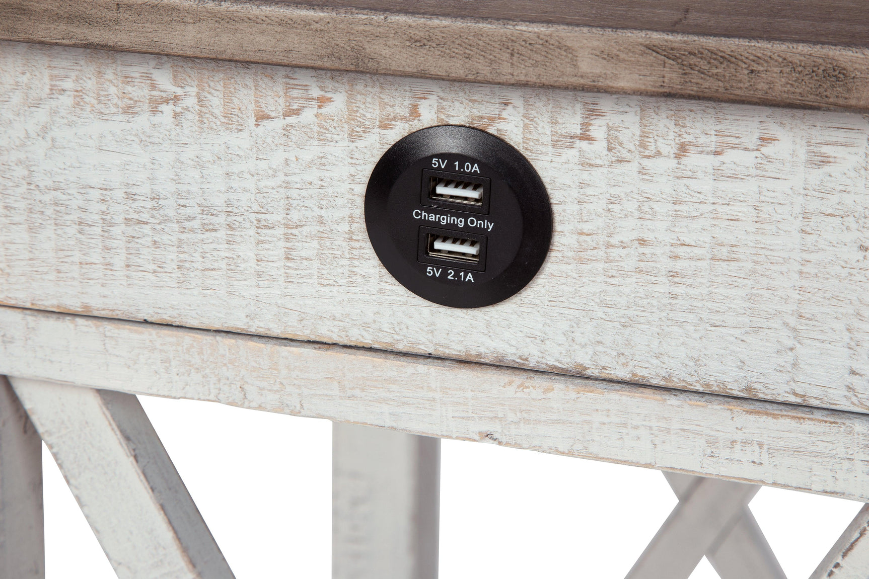 USB charging port detail with cord