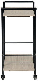 Waylowe Bar Cart side profile showing shelves and casters