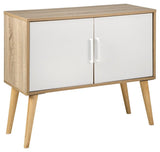 Orinfield Accent Cabinet angled closed with natural and white finish