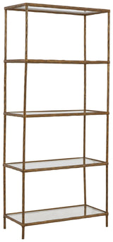 Ryandale Antique Brass Finish Bookcase side angle
