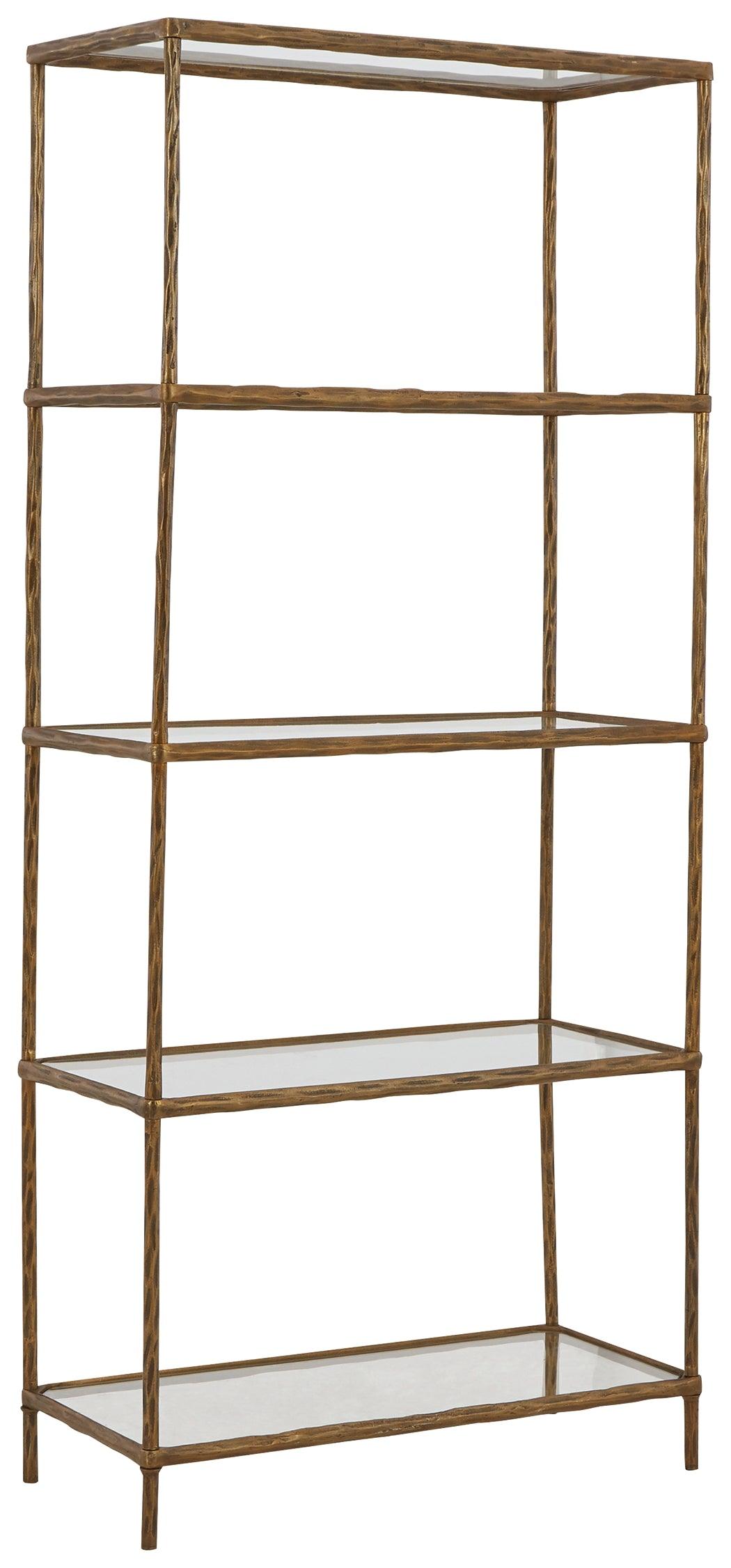Ryandale Antique Brass Finish Bookcase side angle