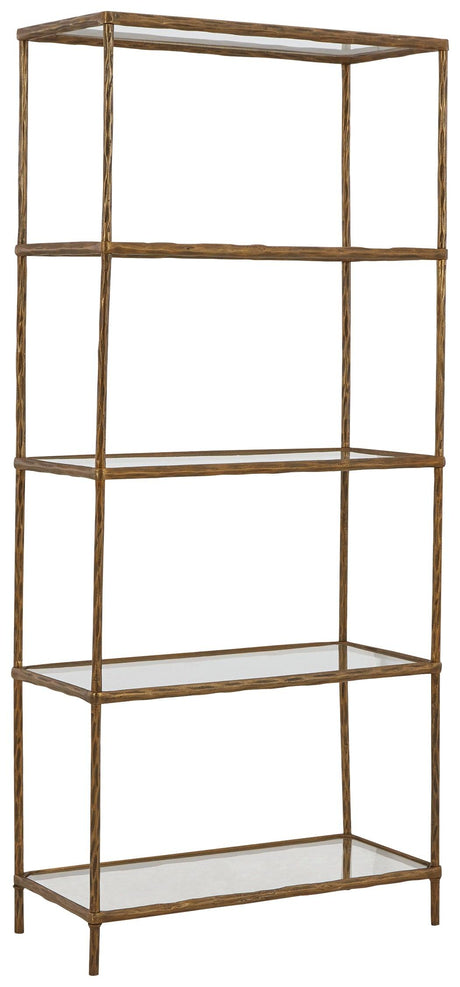 Ryandale Antique Brass Finish Bookcase side angle