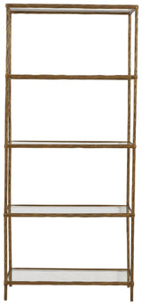 Ryandale Antique Brass Finish Bookcase head-on view