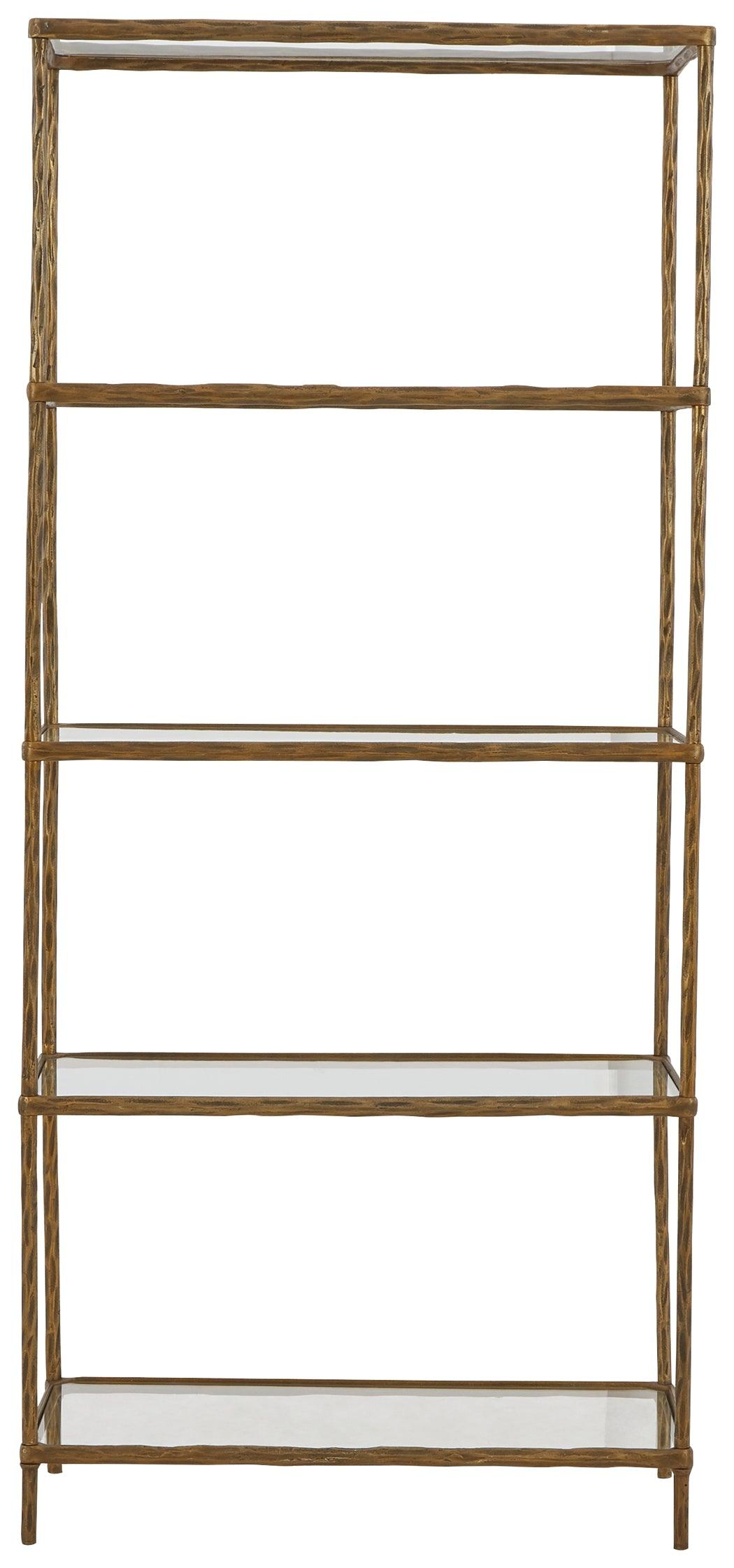 Ryandale Antique Brass Finish Bookcase head-on view