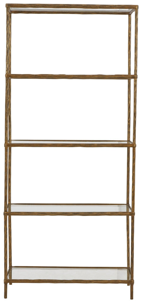 Ryandale Antique Brass Finish Bookcase head-on view