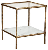 Ryandale Antique Brass Finish Accent Table angled view