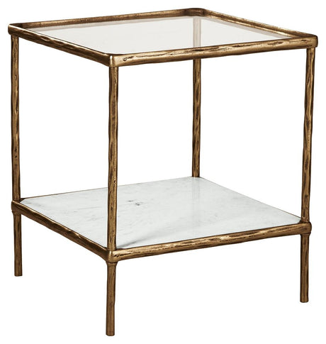 Ryandale Antique Brass Finish Accent Table angled view