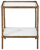 Ryandale Antique Brass Finish Accent Table head-on view