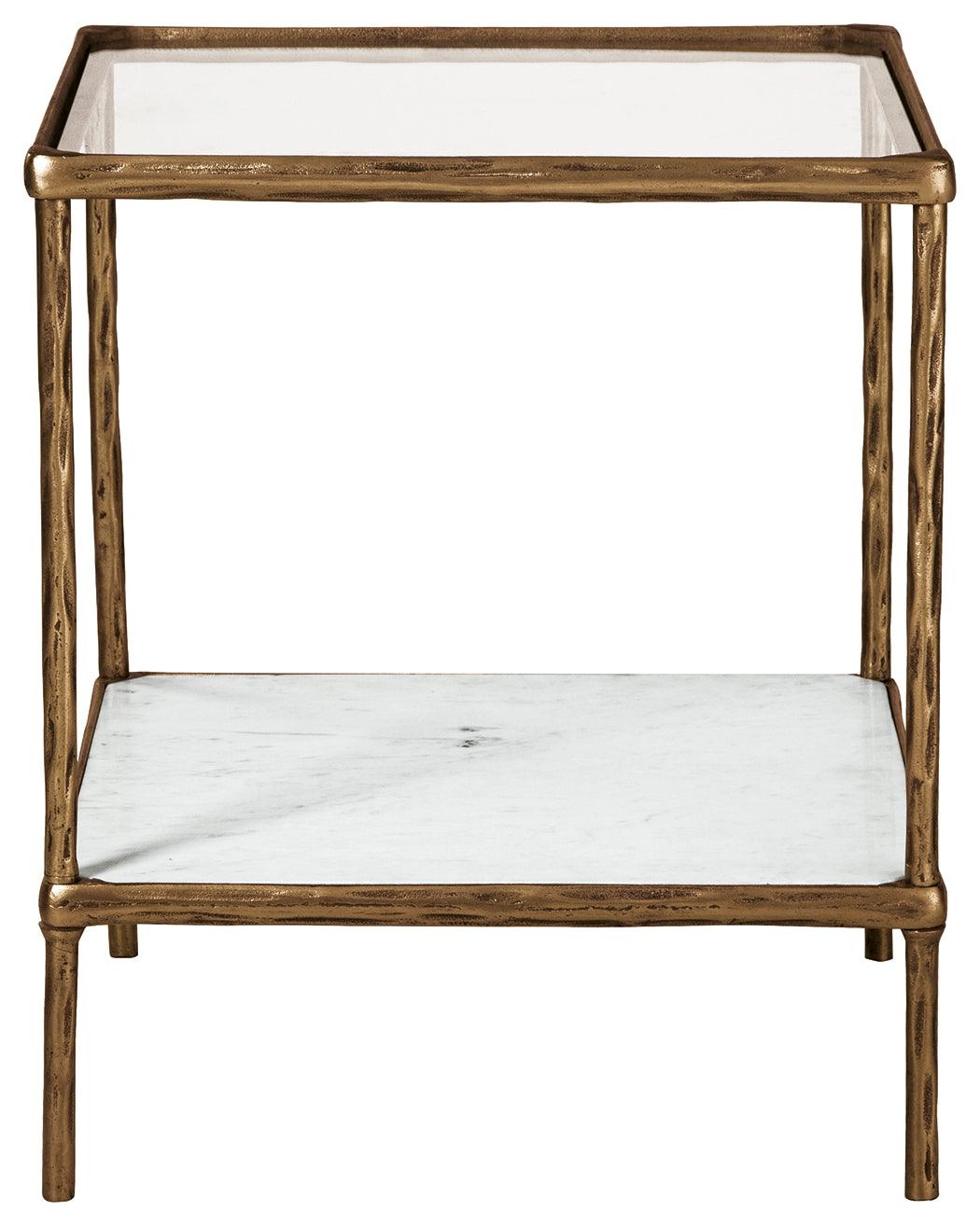Ryandale Antique Brass Finish Accent Table head-on view