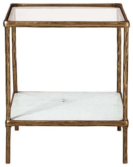 Ryandale Antique Brass Finish Accent Table head-on view