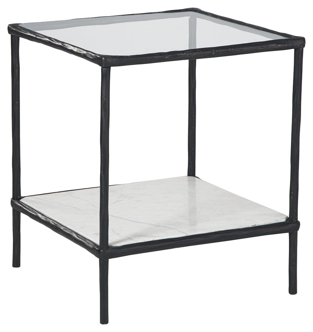 Ryandale Antique Black Accent Table head-on view