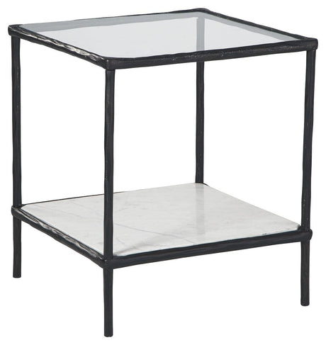 Ryandale Antique Black Accent Table head-on view