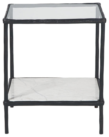 Ryandale Antique Black Accent Table close-up of details