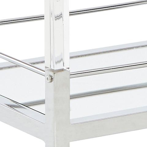 Chaseton bar cart mirrored glass shelf close-up