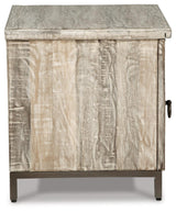 Laddford Accent Cabinet side profile showing square shape and metal legs
