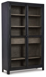 Lenston Accent Cabinet angled closed side view showing black finish