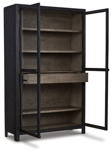Lenston Accent Cabinet open doors revealing adjustable shelves