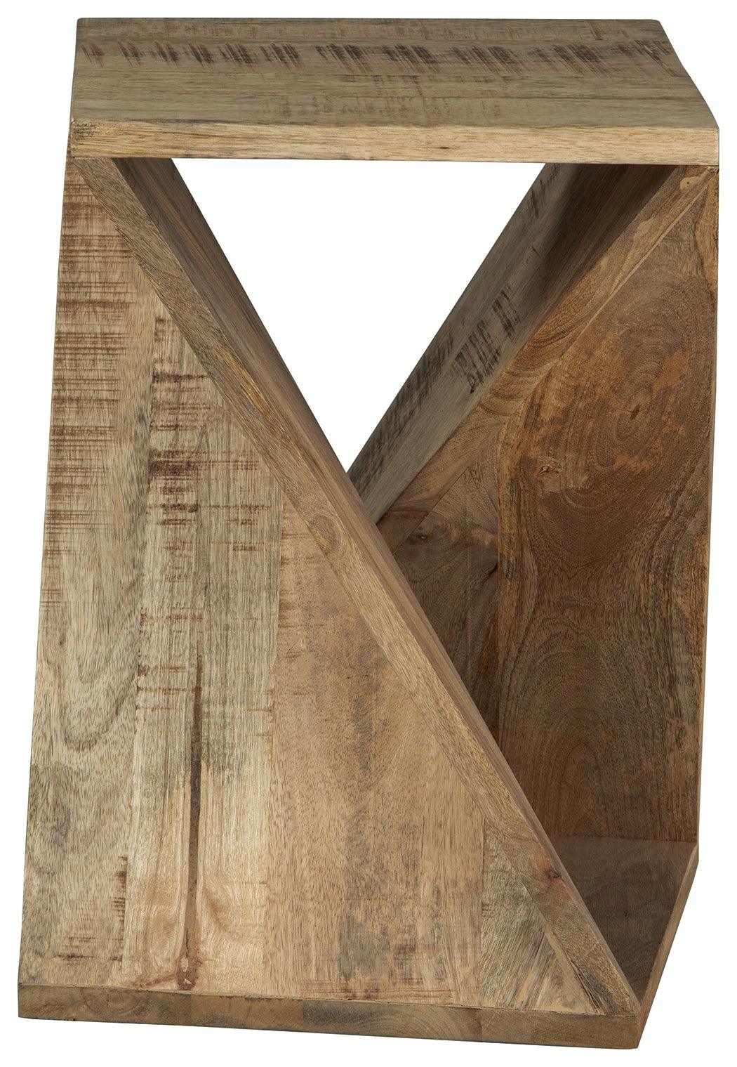 Zalemont Distressed Brown Accent Table head-on view