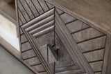 Close-up of diamond pattern door fronts on Treybrook Cabinet