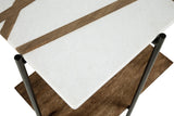 Braxmore white and light brown marble accent table detailed wood and marble close-up