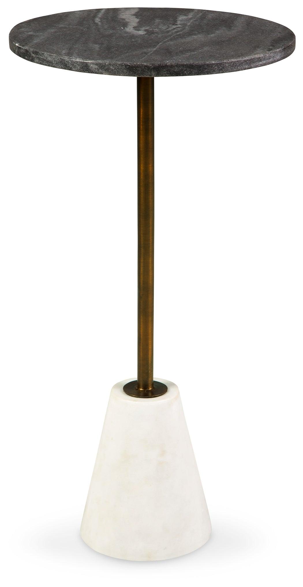 Close-up of Caramont accent table marble top showing natural veining