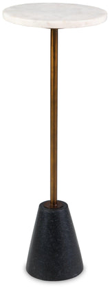 Alternate angle of Caramont black white gold finish accent table