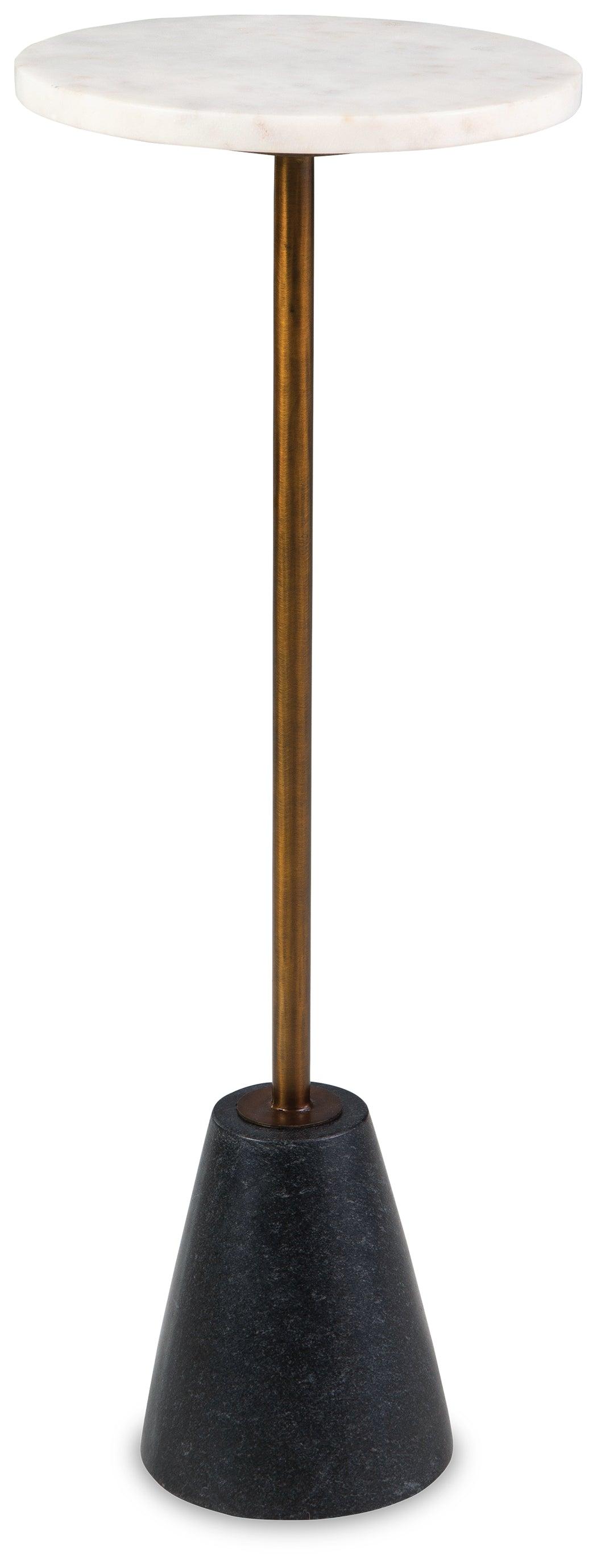 Alternate angle of Caramont black white gold finish accent table