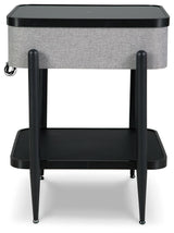 Back view of Jorvalee accent table showing speaker mesh