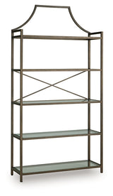 Bernonly 72 inch bookcase front view showing 5 glass shelves