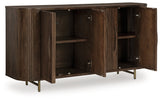 Amickly Accent Cabinet open doors showing shelves
