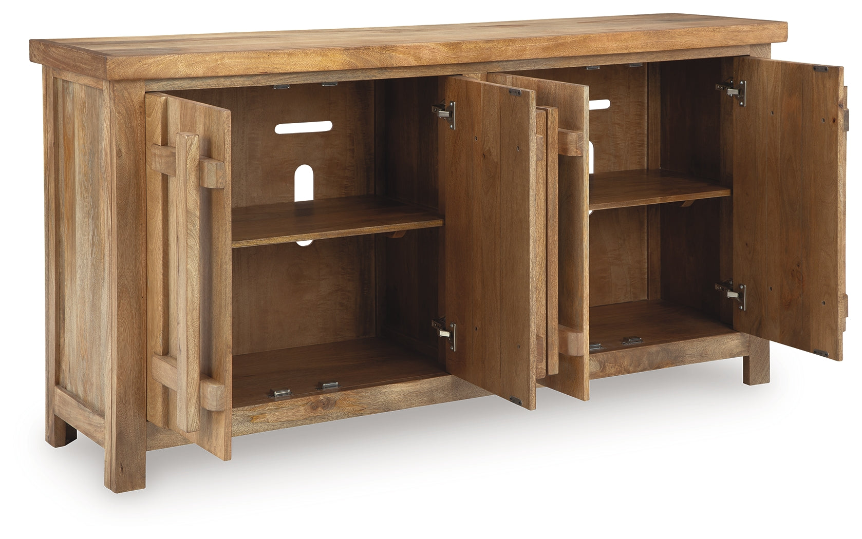 Open Dresor Accent Cabinet showing shelves