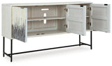 Freyton accent cabinet angled view with doors open
