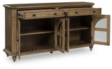 Barlomore Accent Cabinet side angle with doors open showing shelves