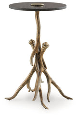 Lemkins accent table side angle showing faux antlers