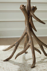 Detail of antique goldtone faux antler base