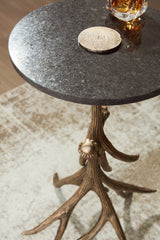 Close-up of black marble tabletop with natural veining