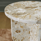 Detail of beige marble top with natural veining