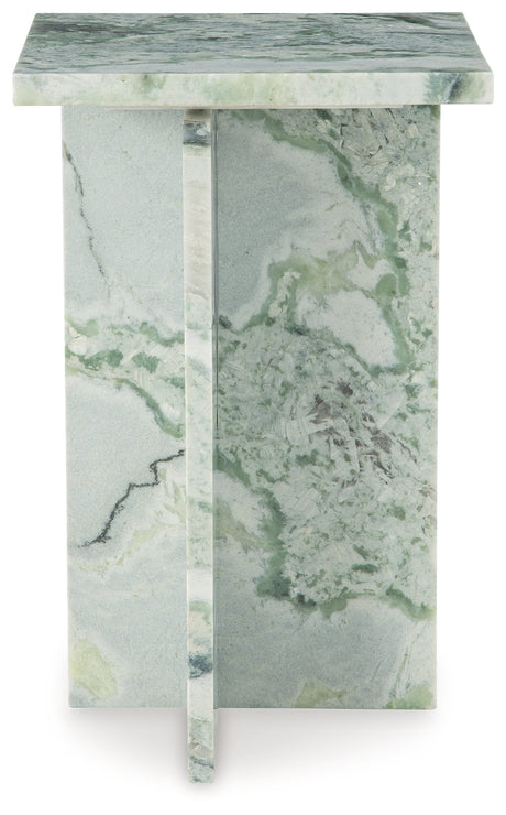 Deaconwell marble accent table, head-on view